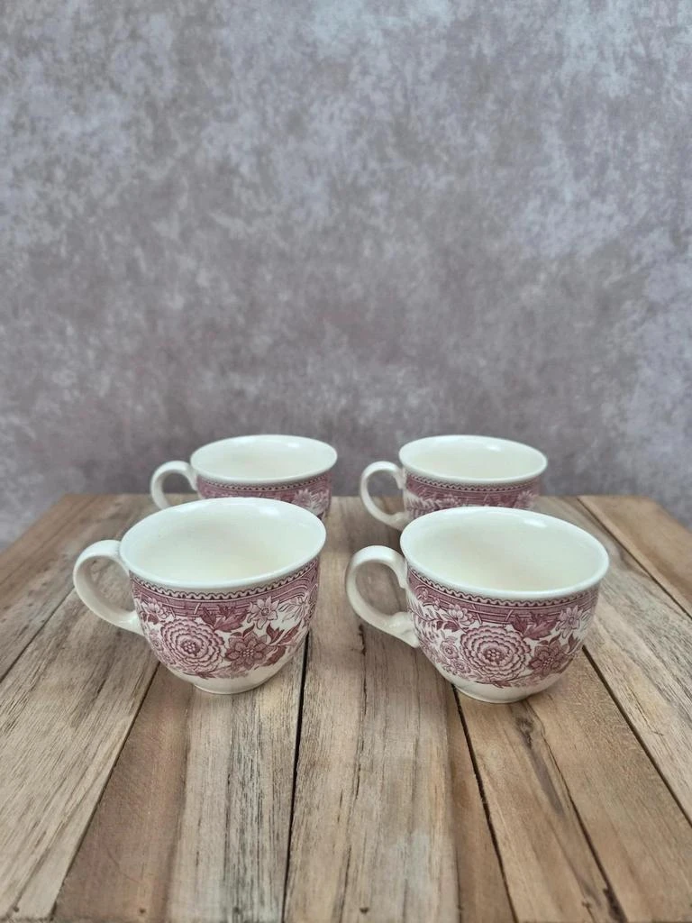 Lot de 4 tasses Villeroy & Boch Burgenland rouge – Décor floral vintage